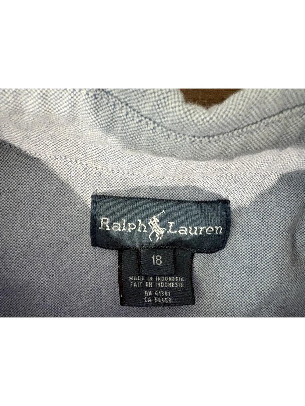 Polo Ralph Lauren Blue Cotton Oxford Button Down Shirt Kids Size 18 Preppy